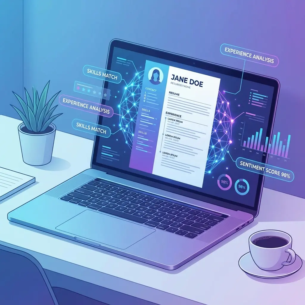 AI analyzing resume on computer screen