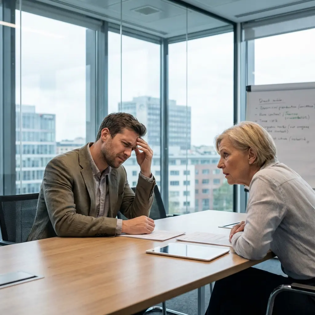 Professional looking stressed during job interview