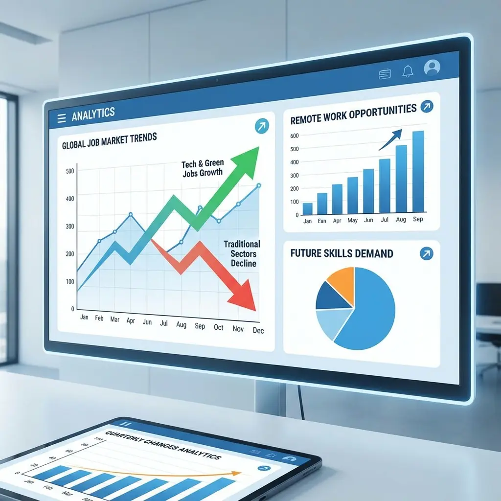 Data visualization showing job market trends and changes