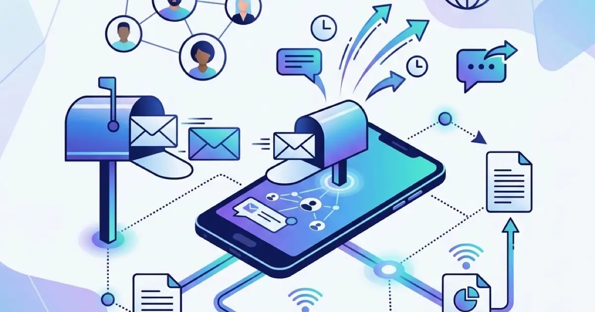 Professional composing a follow-up email on laptop in a modern workspace with calendar visible