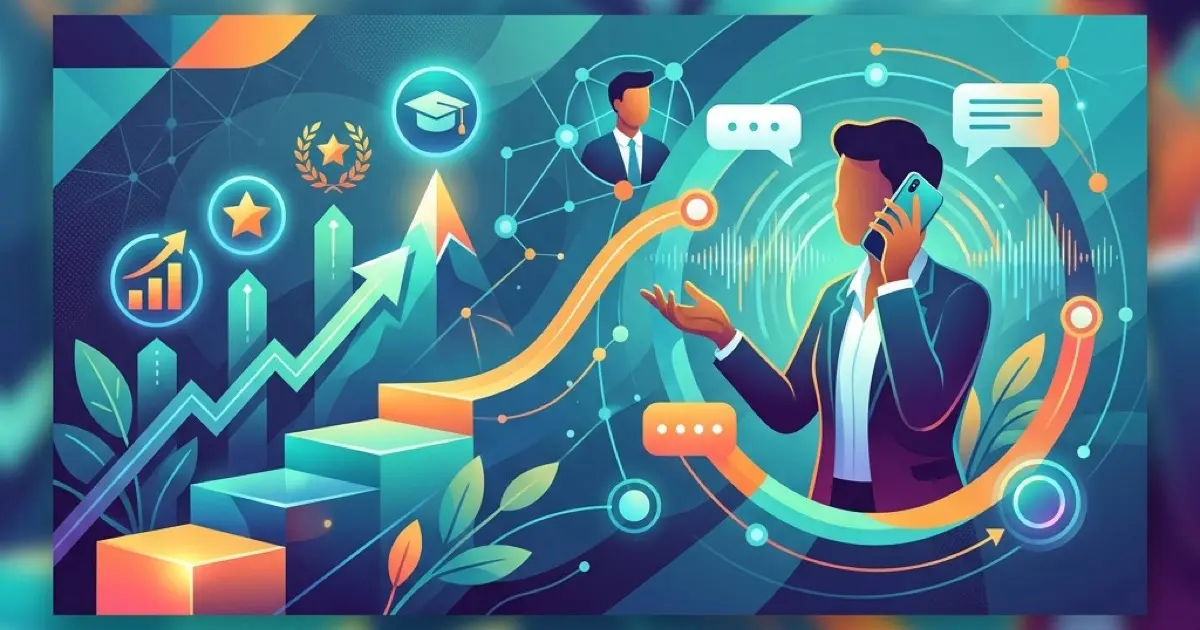 Professional taking a phone interview at a quiet desk with resume notes, talking points, and laptop visible