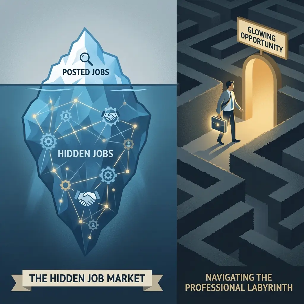 Person networking and discovering unadvertised job opportunities