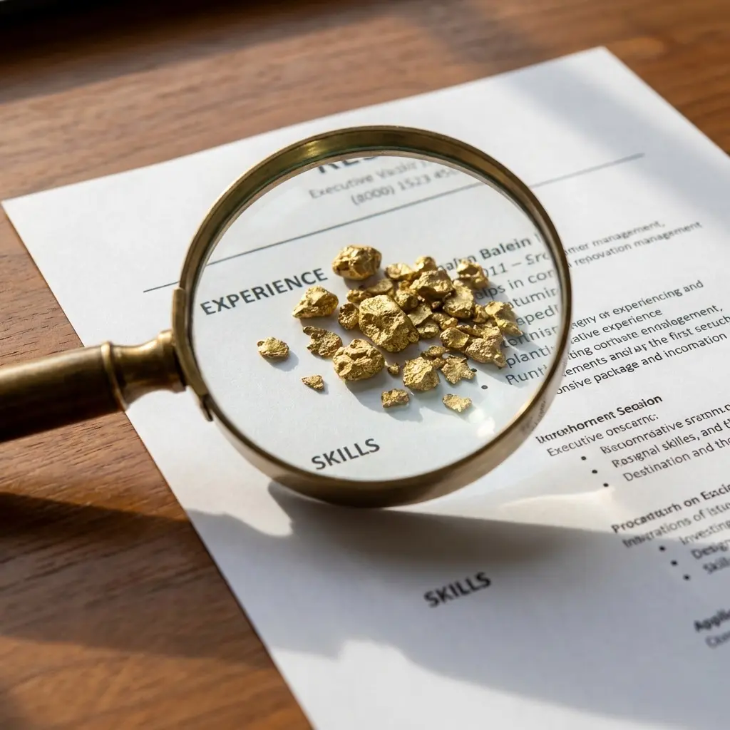 Golden sieve filtering resume words into valuable nuggets