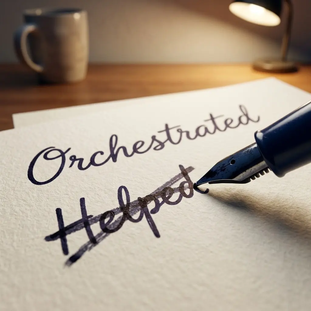 Resume with weak verbs crossed out and strong action verbs highlighted