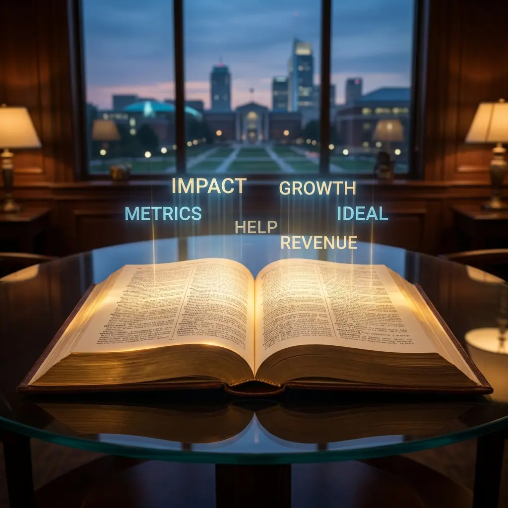 Open dictionary with glowing professional terms