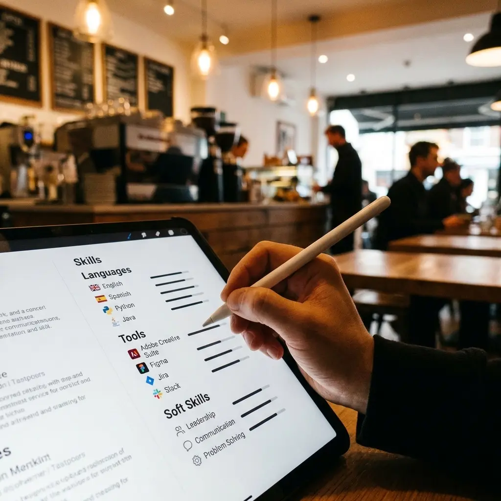 Organized technical skills taxonomy on resume with clear categories