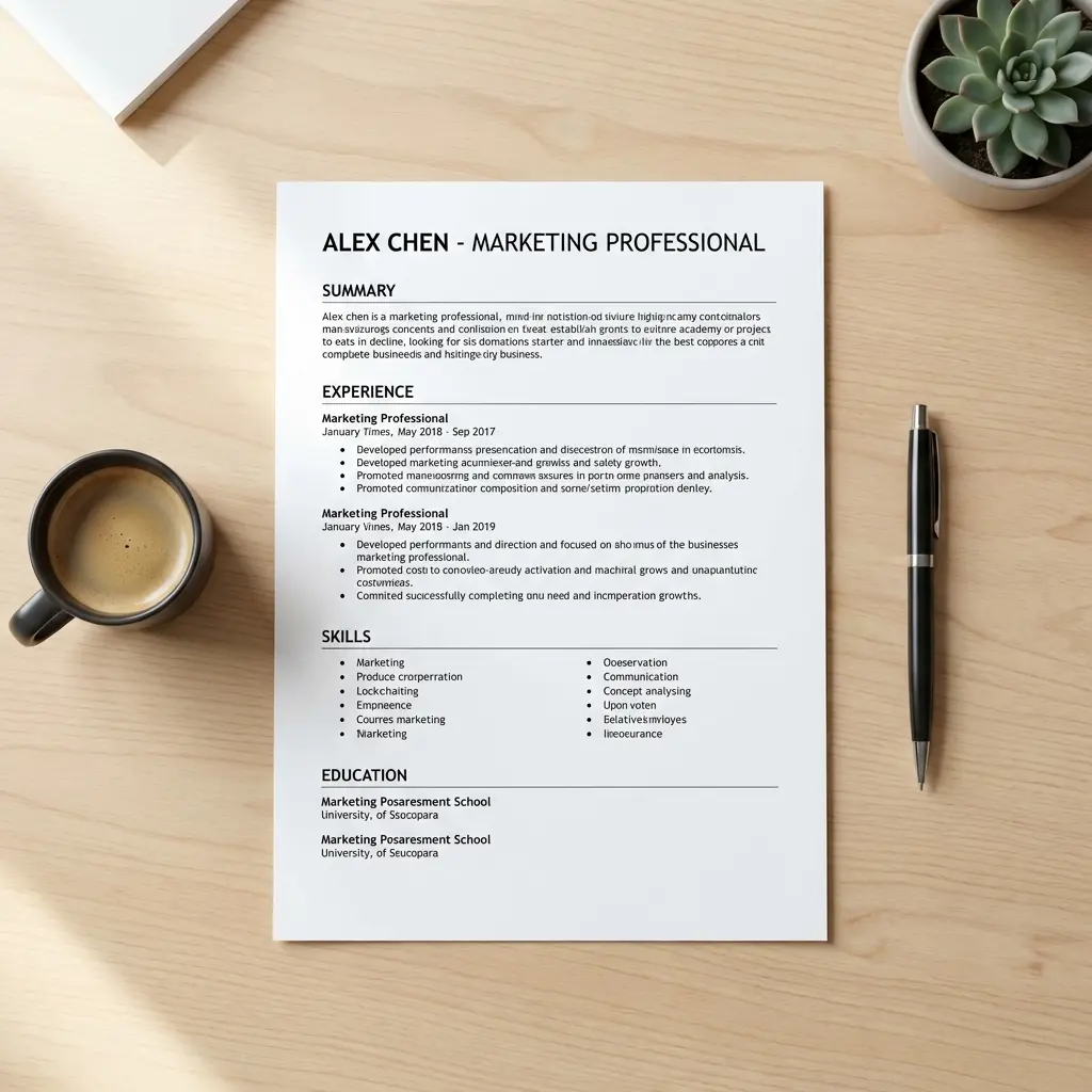 Clean resume layout showing optimal white space and visual hierarchy with clear section breaks