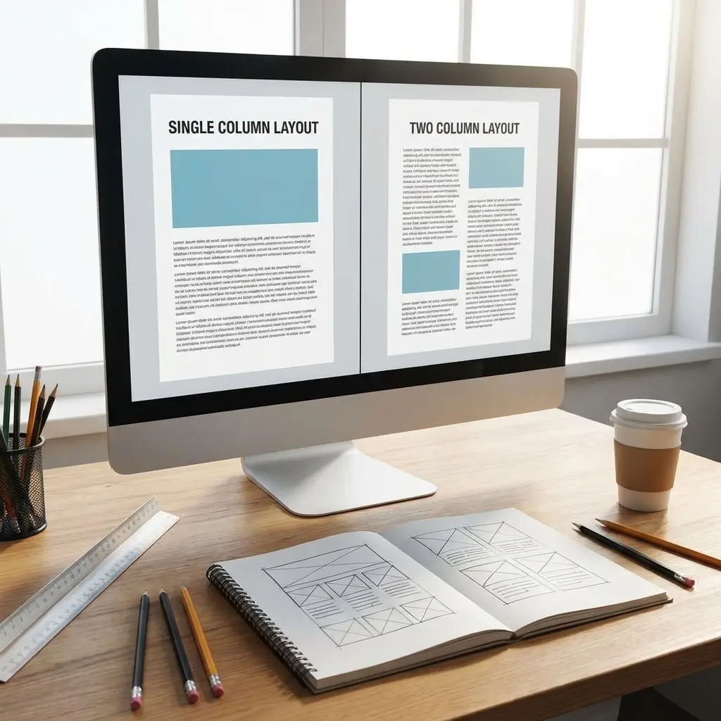Side-by-side comparison of single-column and two-column resume layouts with ATS parsing visualization