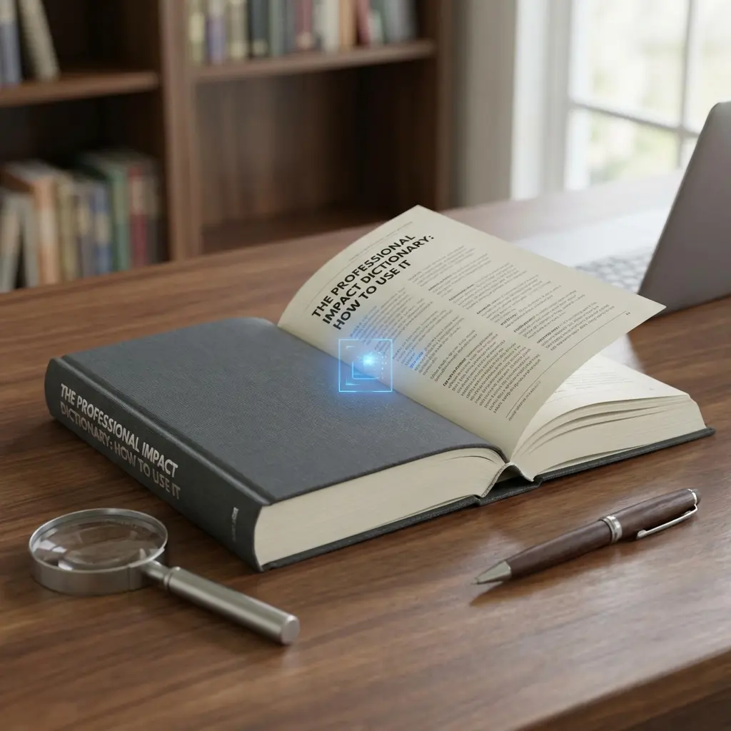 Professional reference guide open on desk with highlighted resume examples and notes