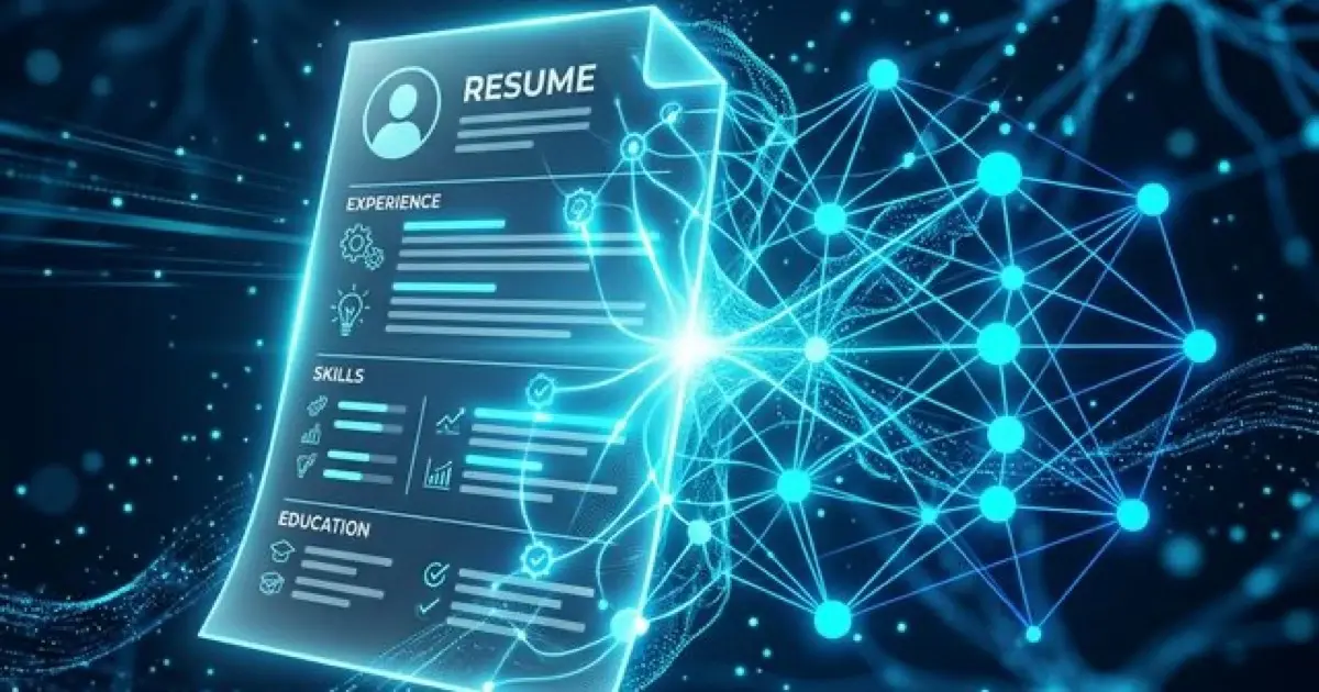 Modern workspace showing AI tools interface alongside a resume document on dual monitors