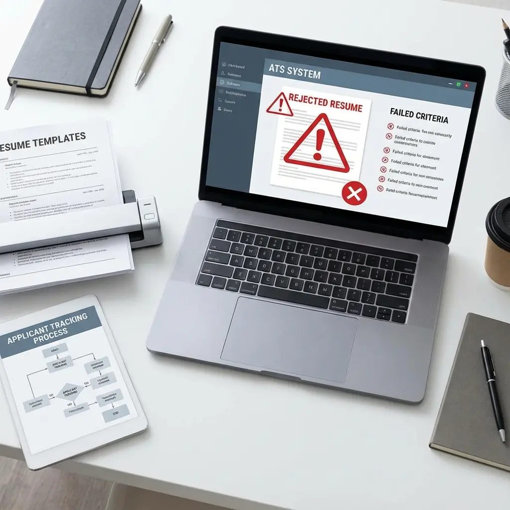 Resume templates being scanned by ATS system with rejection warnings