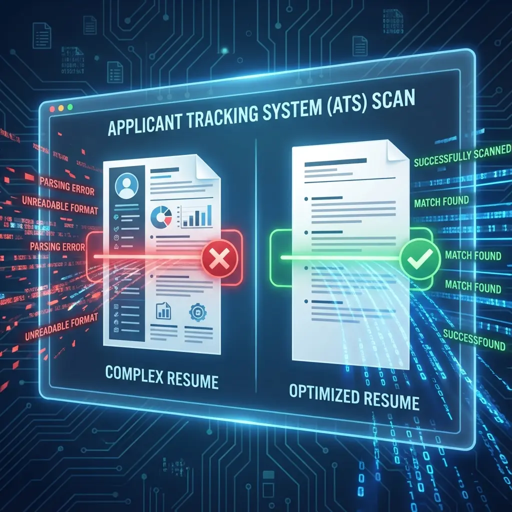 Two-column resume template being rejected by ATS system