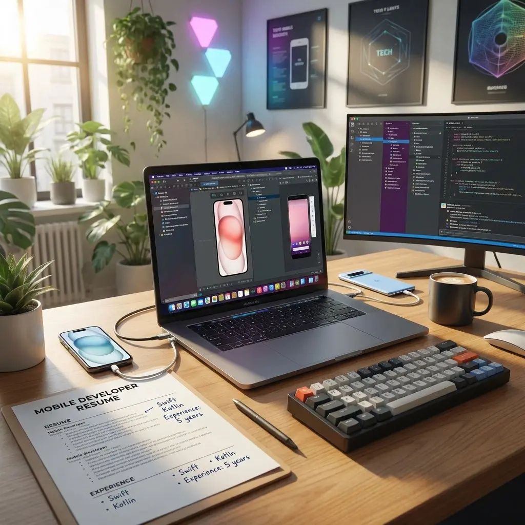 Mobile developer resume with iOS and Android keywords