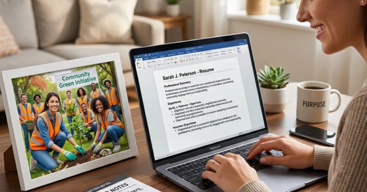 Organized volunteer event setup with clipboard, name badges, and team coordination materials