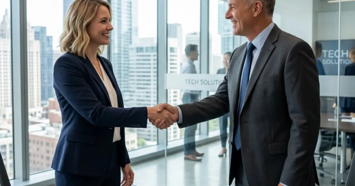 Professional reviewing resume at office desk with promotion announcement visible