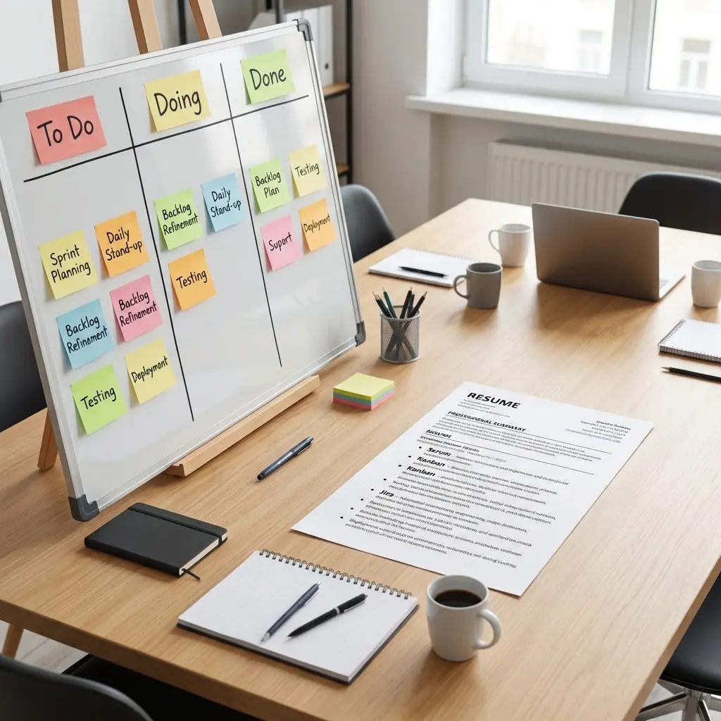 Scrum master resume with Agile and facilitation keywords highlighted