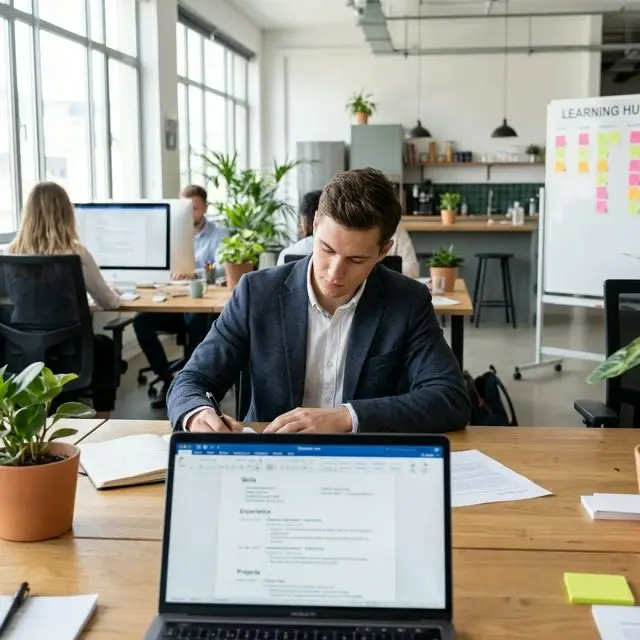 Internship resume with academic project and skill keywords highlighted