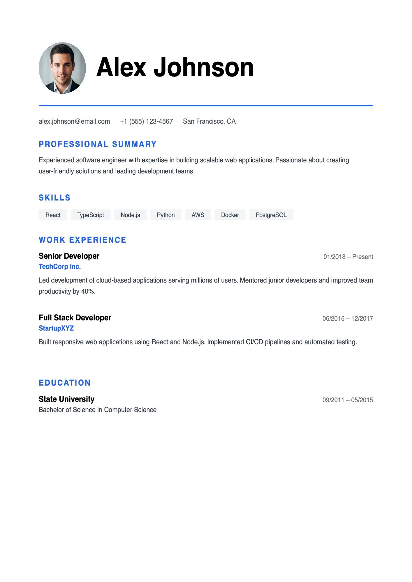 modern template preview